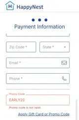 EARLY20 coupon verification screenshot