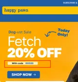 dog20 coupon verification screenshot