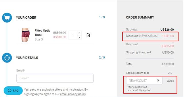Happy Socks checkout page showing Happy Socks discount code box | Screenshot taken by SimplyCodes community member on Oct 21, 2020