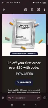 Happy Tuesdays coupon verification screenshot