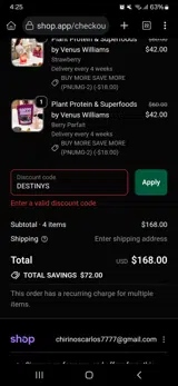 DESTINYS coupon verification screenshot