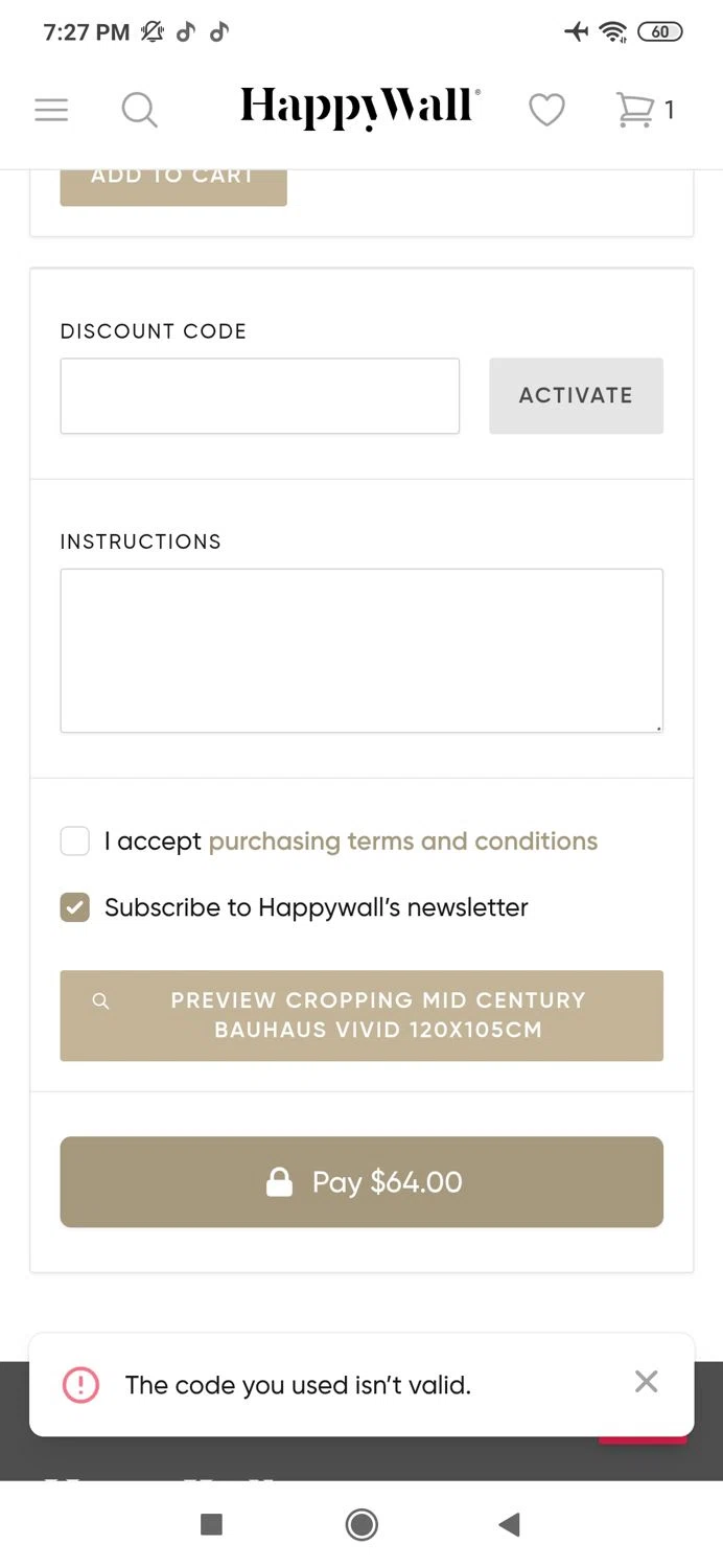 HappyWall discount code screenshot showing code THESOUTHERNHOSTHW applied at HappyWall checkout page. Uploaded by SimplyCodes community member MightyBoss9975 on Feb 15, 2025