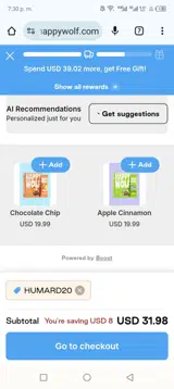 Happy Wolf coupon verification screenshot