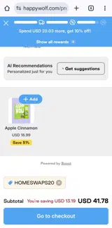 Happy Wolf coupon verification screenshot
