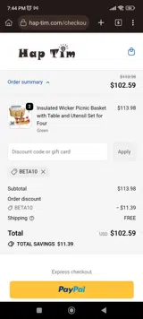 BETA10 coupon verification screenshot