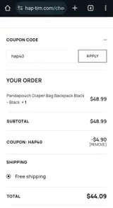 hap40 coupon verification screenshot