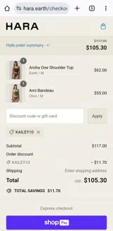 KAILEY10 coupon verification screenshot