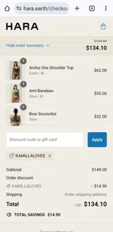KAMILLALOVES coupon verification screenshot