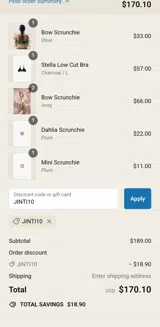 JINTI10 coupon verification screenshot