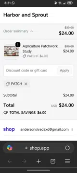 Harbor and Sprout coupon verification screenshot
