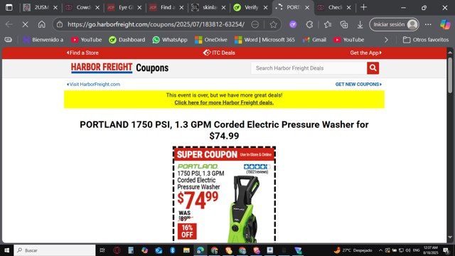 Harbor Freight checkout page showing Harbor Freight promo code box | Screenshot taken by SimplyCodes community member on Aug 18, 2025