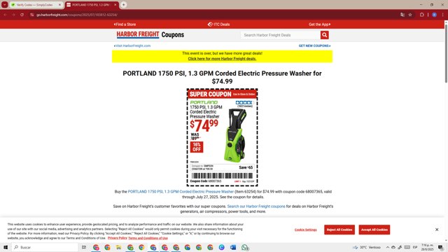 Harbor Freight checkout page showing Harbor Freight promo code box | Screenshot taken by SimplyCodes community member on Aug 28, 2025