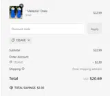 15SAVE coupon verification screenshot