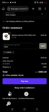 Adber coupon verification screenshot