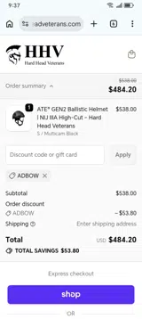 Hard Head Veterans coupon verification screenshot