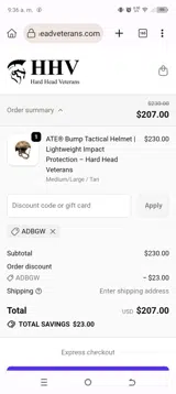 Hard Head Veterans coupon verification screenshot