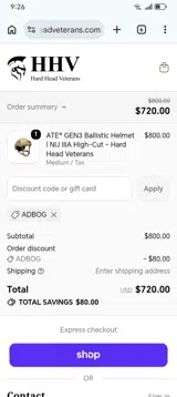 Hard Head Veterans coupon verification screenshot