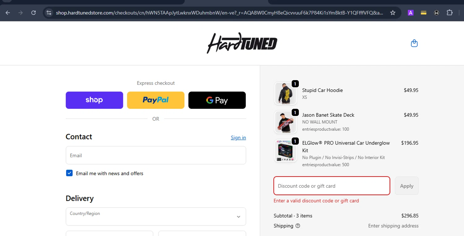 Hardtuned discount code screenshot showing code POLSKA10 applied at Hardtuned checkout page. Uploaded by SimplyCodes community member Eduard on Nov 19, 2025