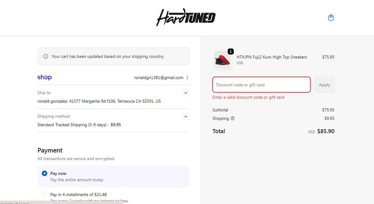 Hardtuned discount code screenshot showing code CRAZYDOG111 applied at Hardtuned checkout page. Uploaded by SimplyCodes community member CleverAdmiral7613 on Nov 19, 2025