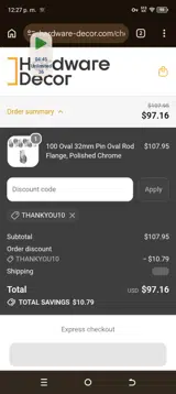 Hardware Decor coupon verification screenshot