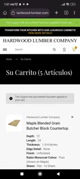 WELCOME5 coupon verification screenshot
