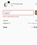 10OFF50 coupon verification screenshot