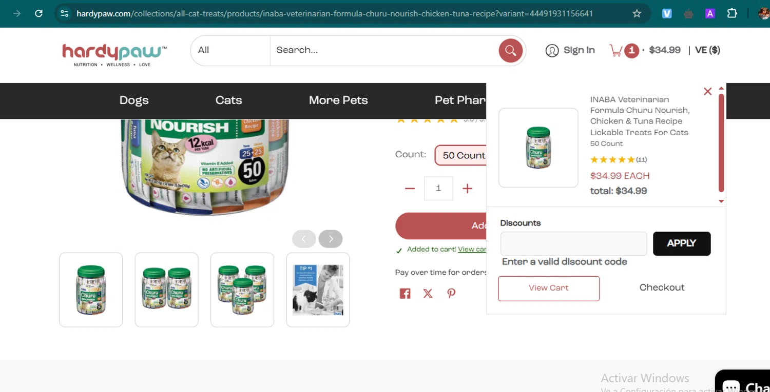 HardyPaw discount code screenshot showing code LUCKY17 applied at HardyPaw checkout page. Uploaded by SimplyCodes community member samuelgomez2 on Apr 8, 2025