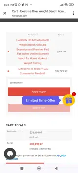 Javieramaro coupon verification screenshot