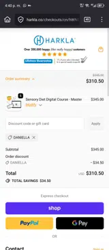 Harkla coupon verification screenshot