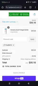 Flash10 coupon verification screenshot