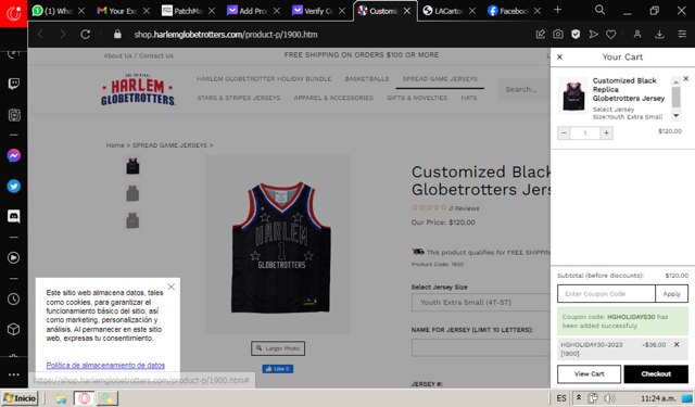 Harlem Globetrotters checkout page showing Harlem Globetrotters promo code box | Screenshot taken by SimplyCodes community member on Jan 11, 2024
