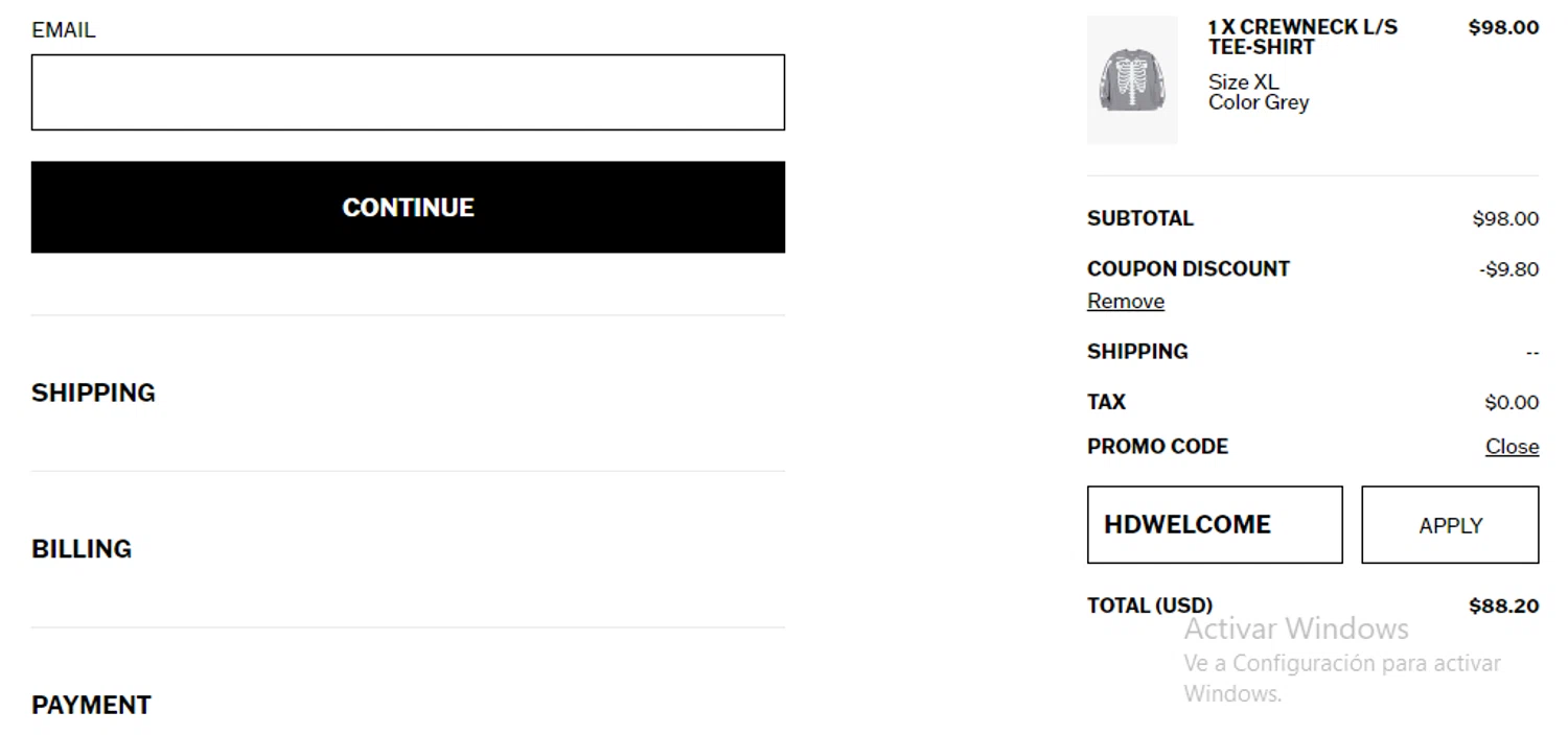 Harley-Davidson USA checkout page showing Harley-Davidson USA promo code box | Screenshot taken by SimplyCodes community member on Dec 2, 2023