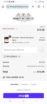 SPILLEDMILK coupon verification screenshot
