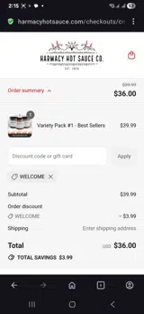 Welcome coupon verification screenshot