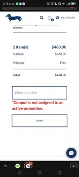 HBWELCOME-15 coupon verification screenshot