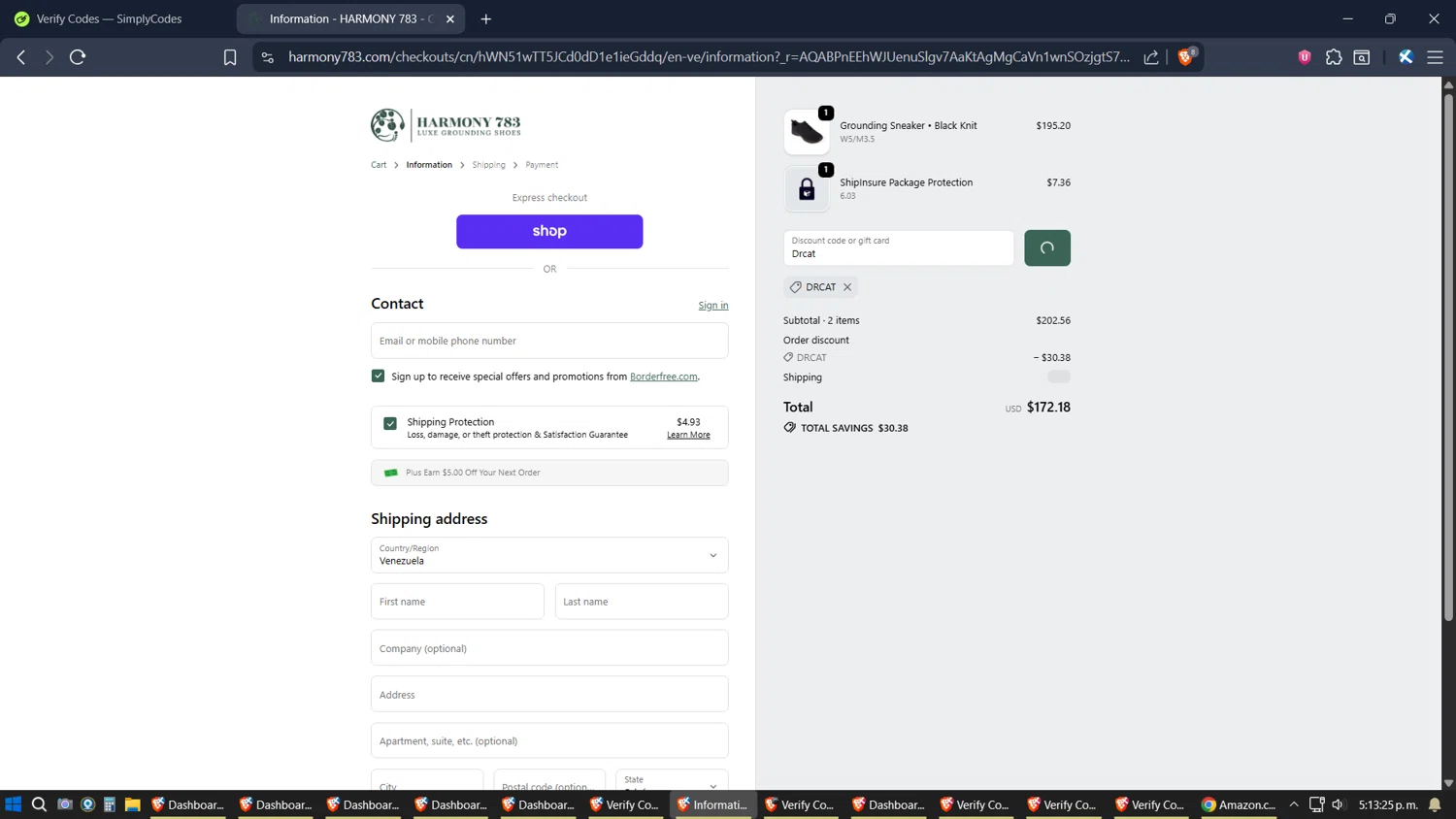 Harmony 783 discount code screenshot showing code Drcat applied at Harmony 783 checkout page. Uploaded by SimplyCodes community member jhordano on Nov 7, 2025