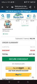 Camp25 coupon verification screenshot