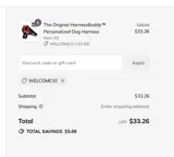 WELCOME10 coupon verification screenshot