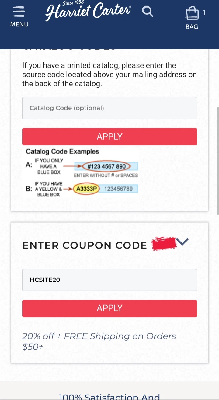 Harriet Carter Gifts checkout page showing Harriet Carter Gifts promo code box | Screenshot taken by SimplyCodes community member on May 27, 2023