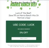 Harris Ranch Beef coupon verification screenshot