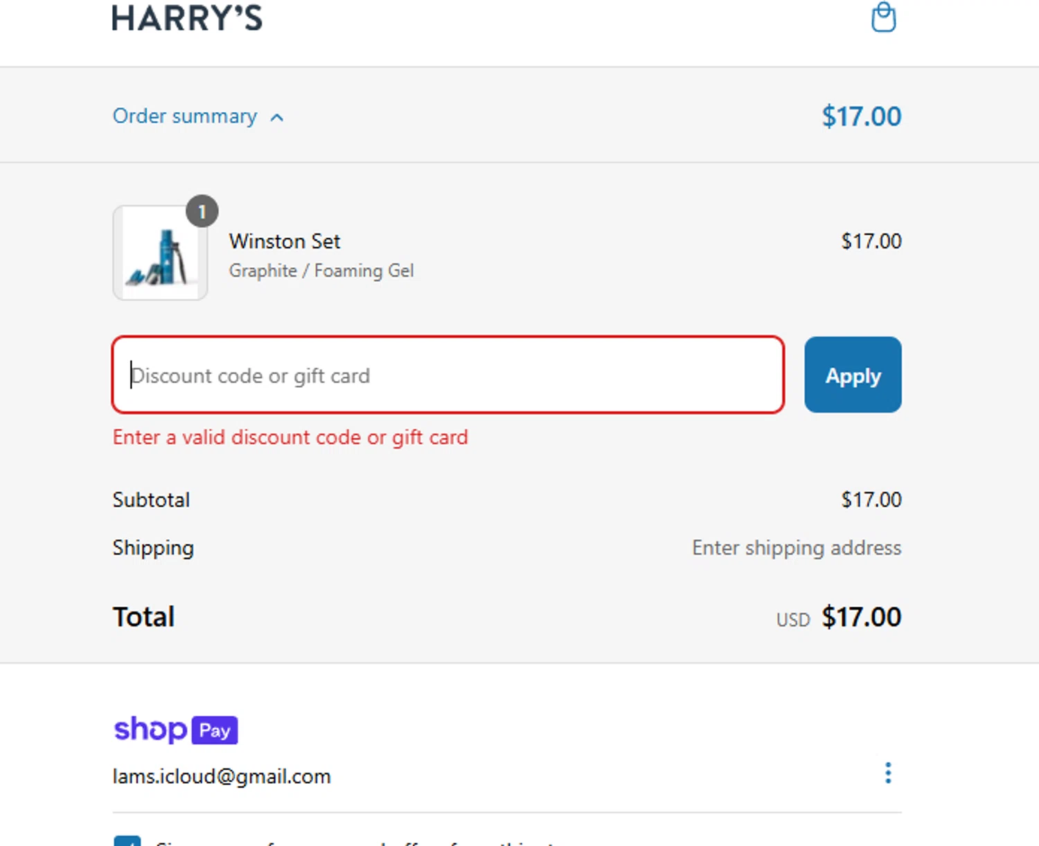 Harry's coupon code screenshot showing code 1136 applied at Harry's checkout page. Uploaded by SimplyCodes community member luismarin on Mar 12, 2025