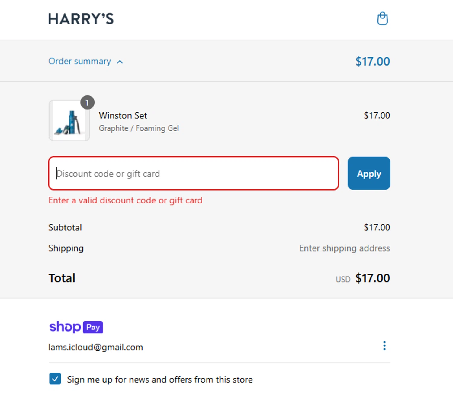 Harry's coupon code screenshot showing code 1136 applied at Harry's checkout page. Uploaded by SimplyCodes community member sasukeuchiha on Mar 12, 2025