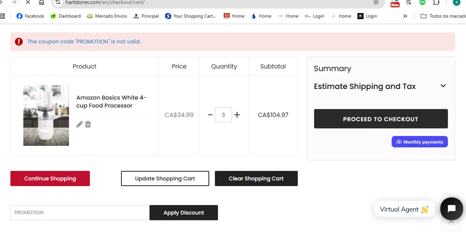 Hart Stores promo code screenshot showing code PROMOTION applied at Hart Stores checkout page. Uploaded by SimplyCodes community member anthonydiaz1 on Apr 19, 2025