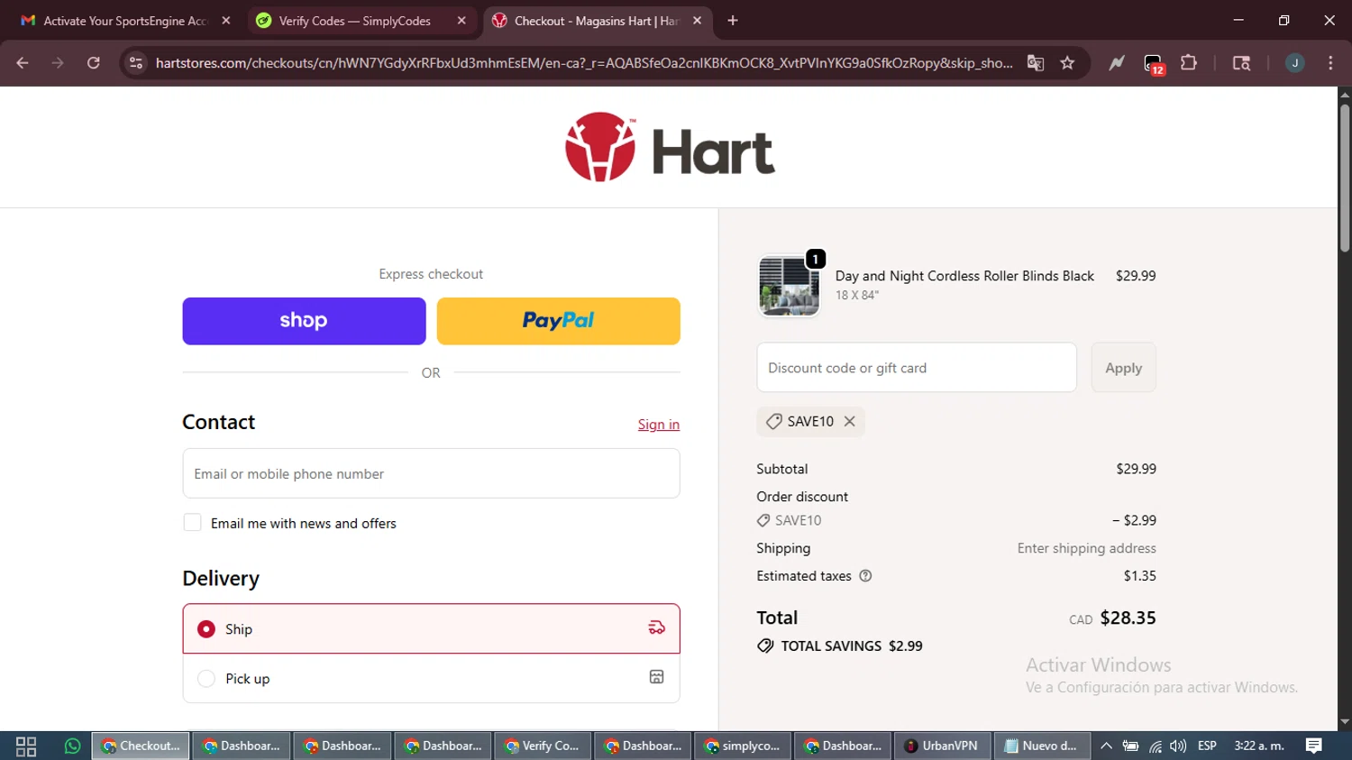 Hart Stores checkout page showing Hart Stores promo code box | Screenshot taken by SimplyCodes community member on Jan 13, 2026