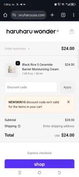 Newskin10 coupon verification screenshot