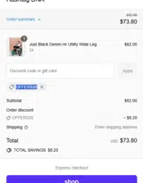 offers20 coupon verification screenshot