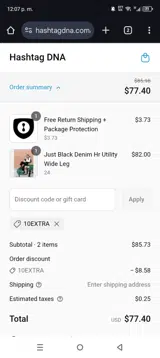 10EXTRA coupon verification screenshot