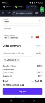 merchant coupon verification screenshot