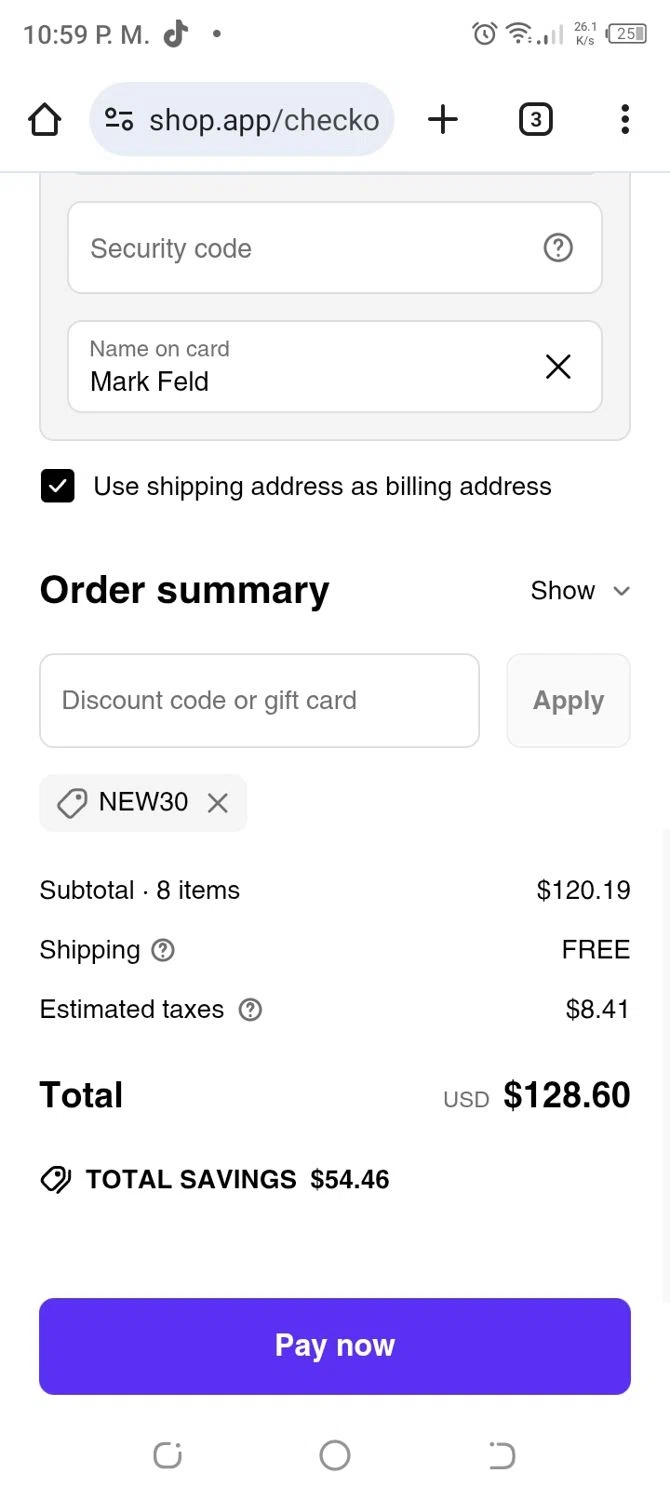 Hastamuerte discount code screenshot showing code NEW30 applied at Hastamuerte checkout page. Uploaded by SimplyCodes community member CoinBoss7109 on May 30, 2025