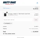Hasty Bake coupon verification screenshot